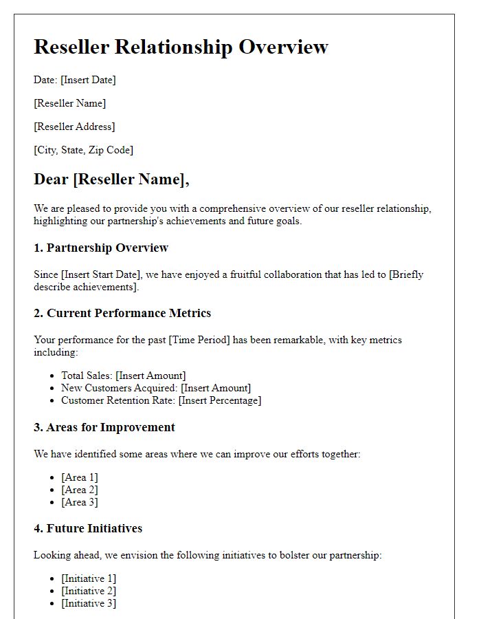 Letter template of Reseller Relationship Overview