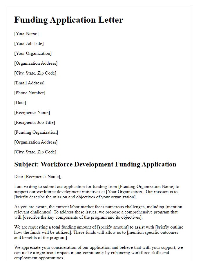 Letter template of workforce development funding application