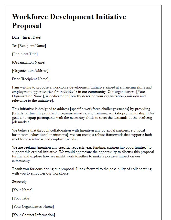 Letter template of workforce development initiative proposal