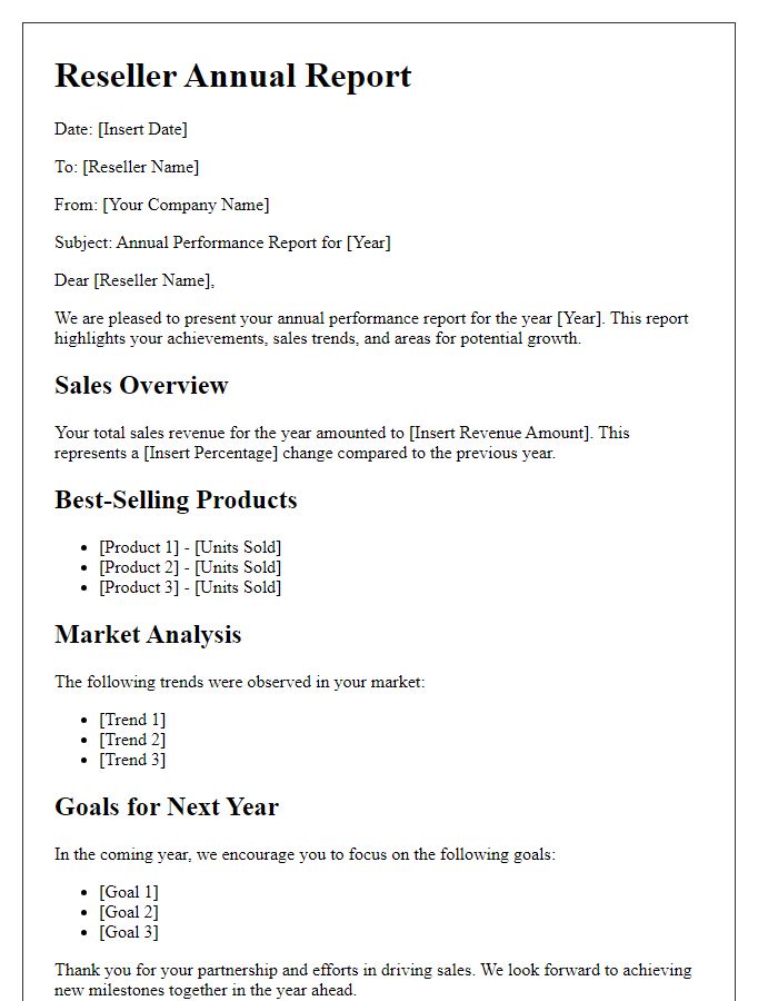 Letter template of reseller annual report