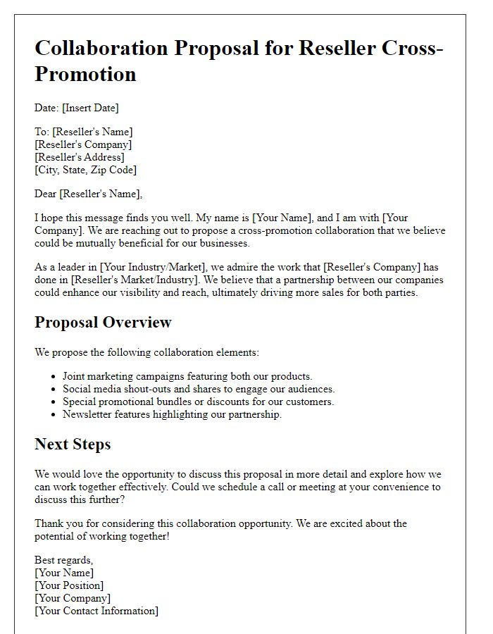 Letter template of reseller cross-promotion collaboration proposal