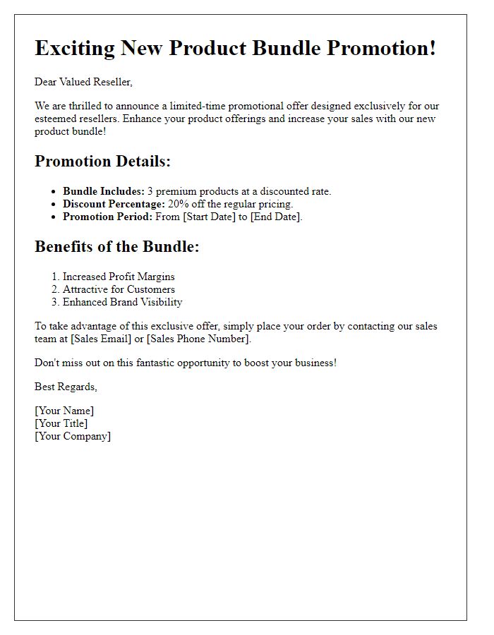 Letter template of reseller product bundle promotion