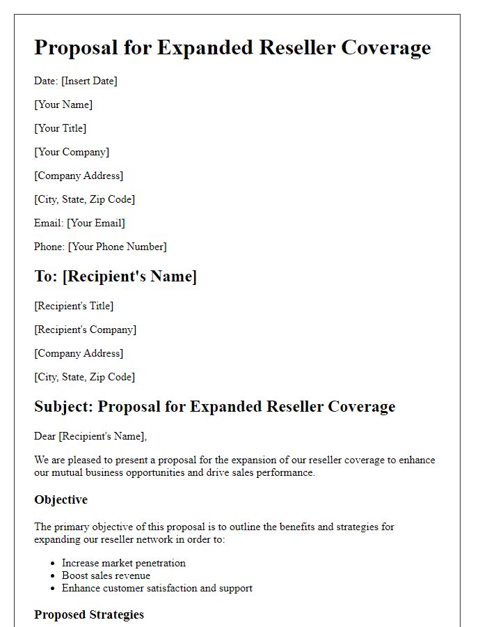 Letter template of Proposal for Expanded Reseller Coverage