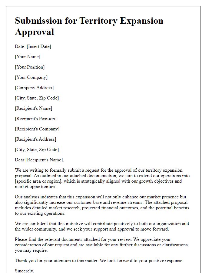 Letter template of Submission for Territory Expansion Approval