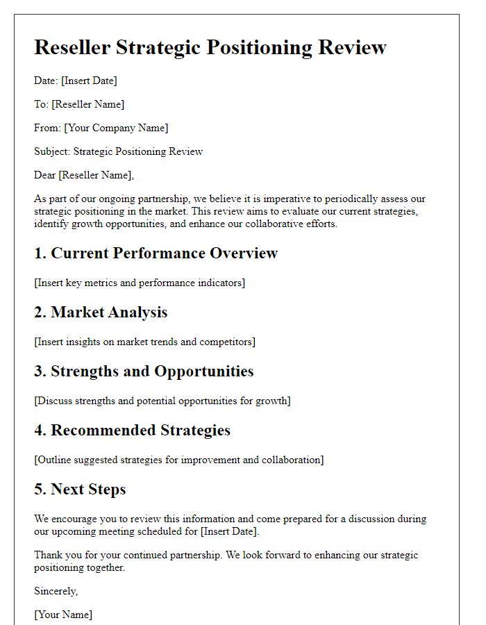 Letter template of reseller strategic positioning review