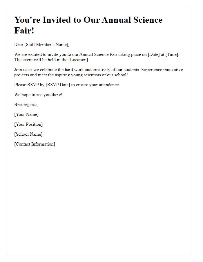 Letter template of Science Fair Event Invitation for School Staff