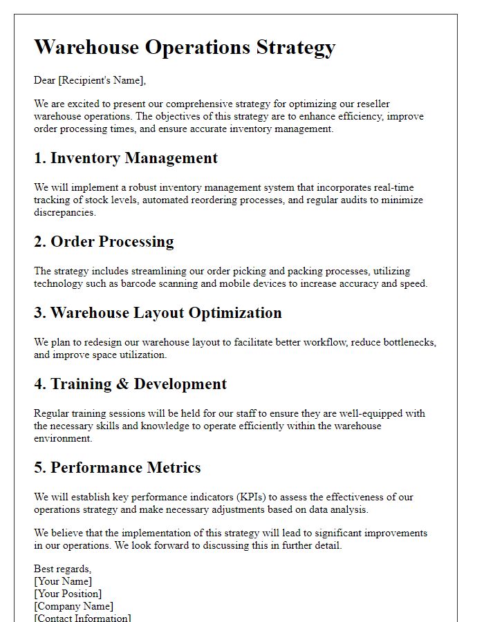 Letter template of reseller warehouse operations strategy.