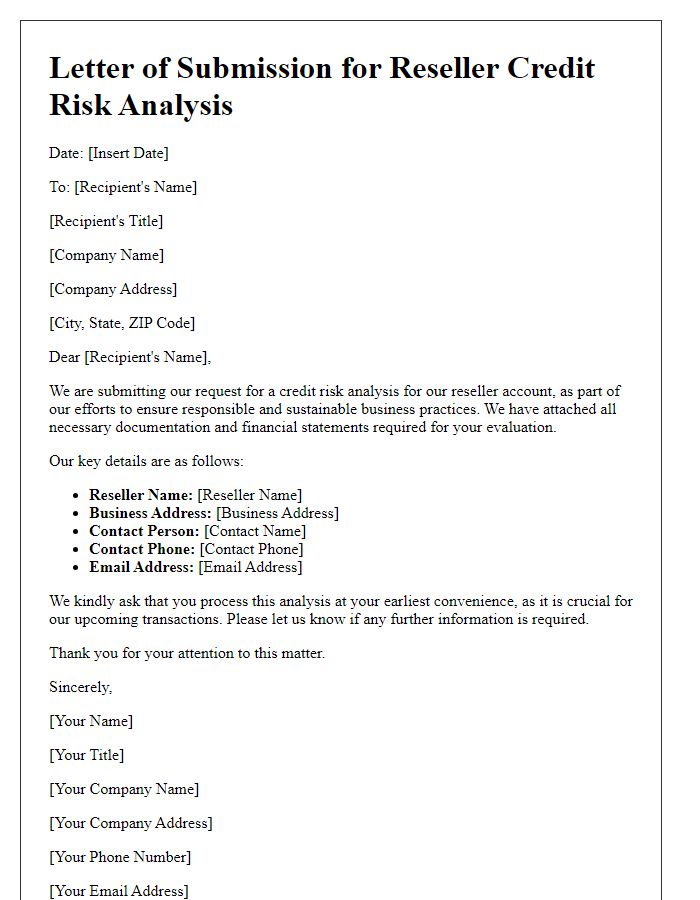 Letter template of submission for reseller credit risk analysis