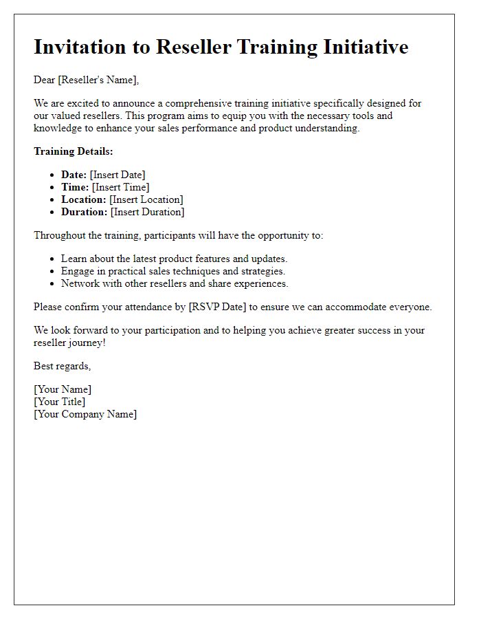 Letter template of reseller training initiative