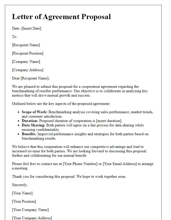 Letter template of agreement proposal for reseller benchmarking cooperation