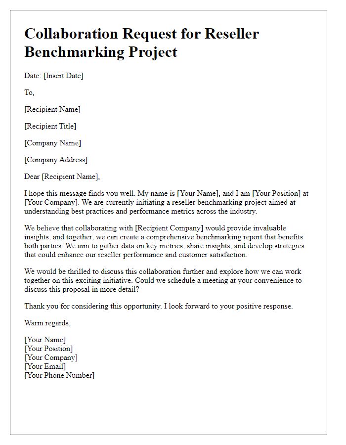 Letter template of collaboration request for reseller benchmarking project