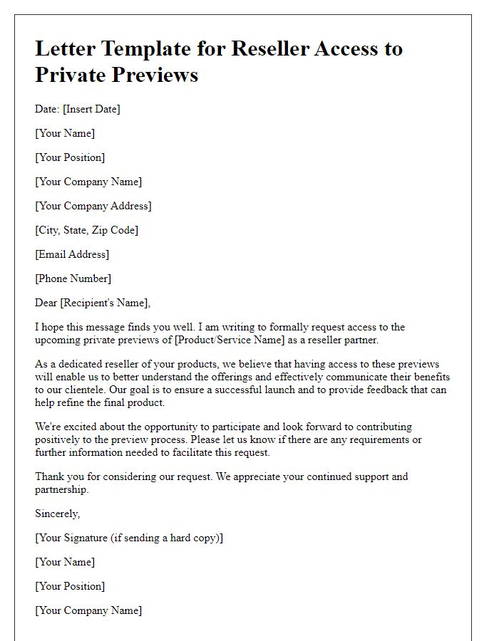 Letter template of reseller access to private previews