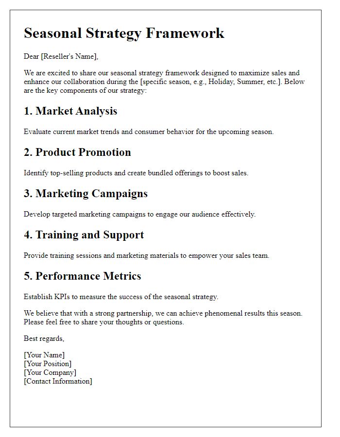 Letter template of reseller seasonal strategy framework