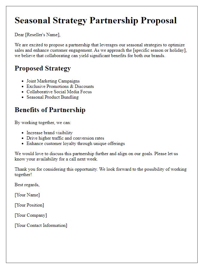 Letter template of reseller seasonal strategy partnership