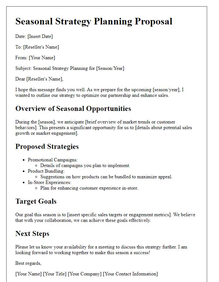 Letter template of reseller seasonal strategy planning