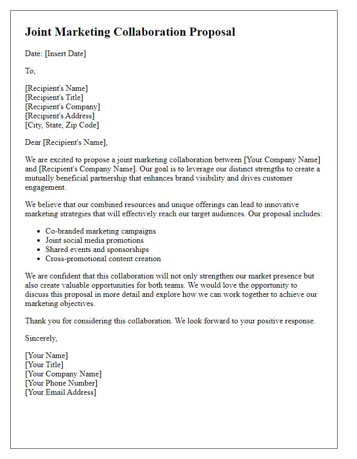 Letter template of joint marketing collaboration proposal