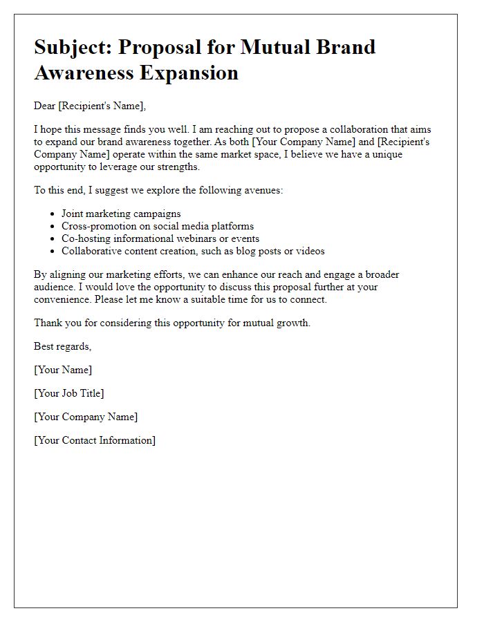 Letter template of mutual brand awareness expansion