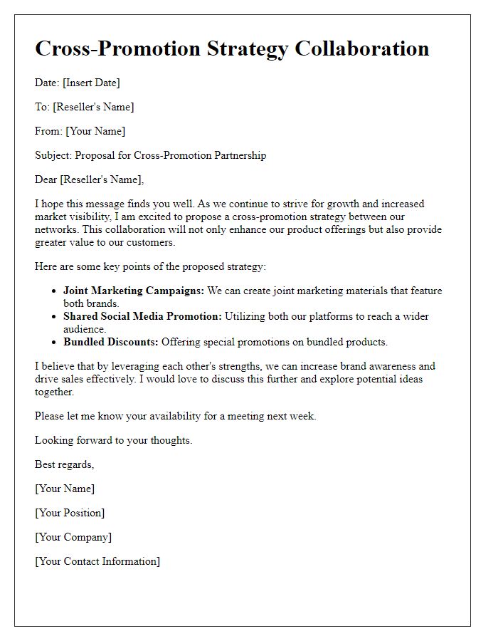 Letter template of cross-promotion strategy for reseller networks