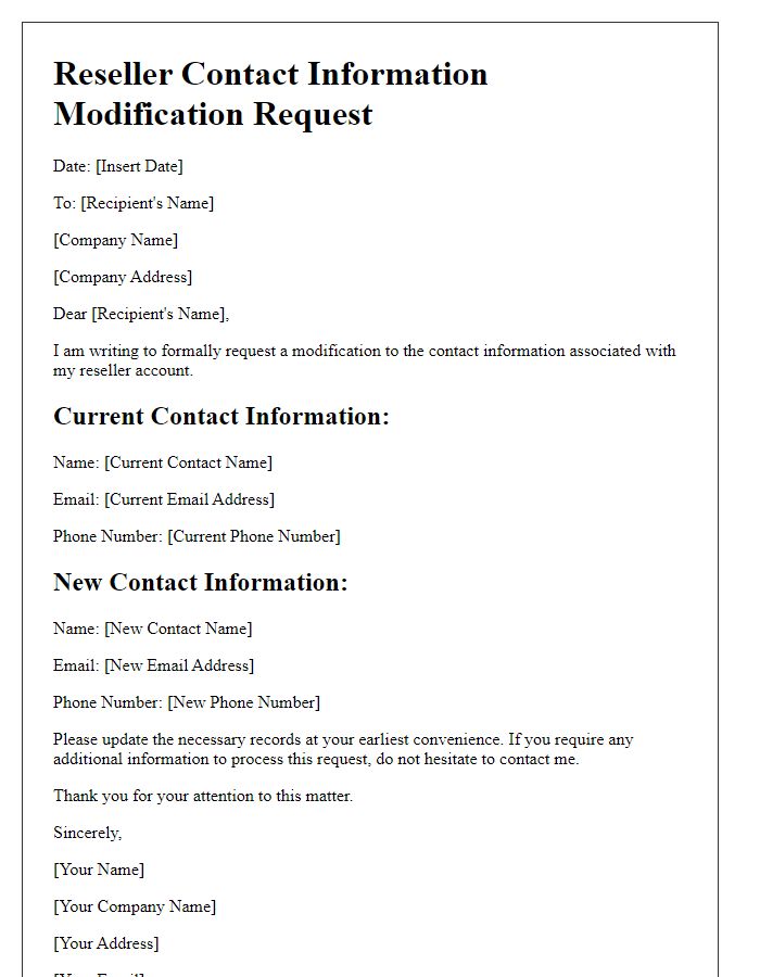 Letter template of reseller contact information modification request