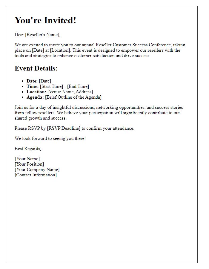 Letter template of invitation to reseller customer success conference