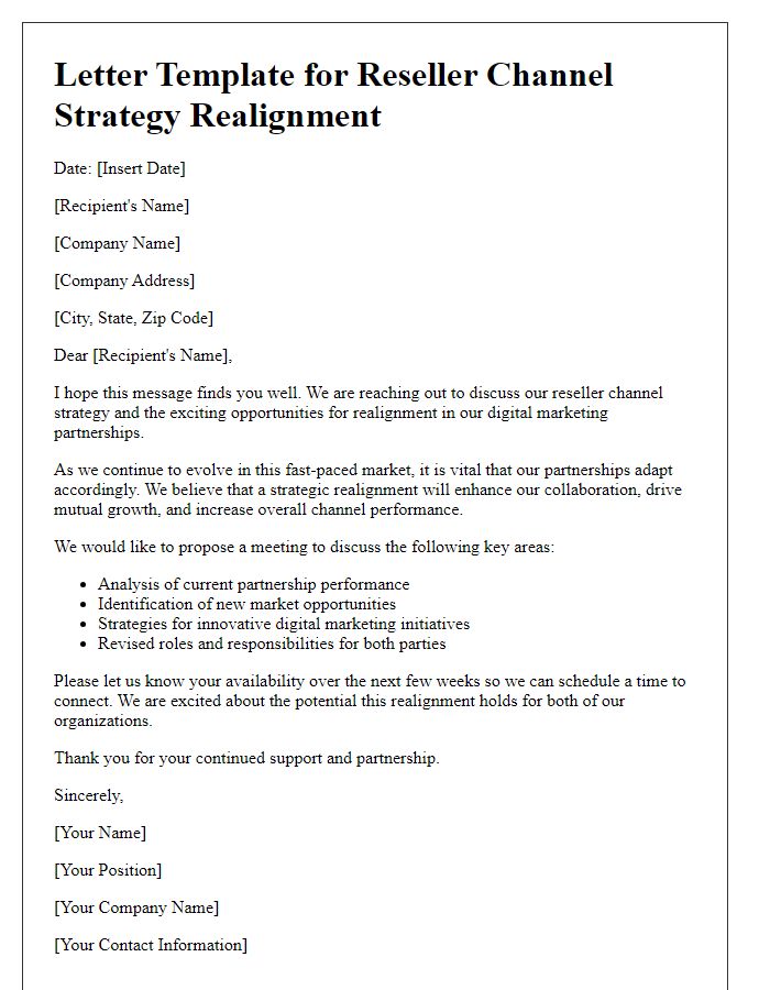 Letter template of reseller channel strategy realignment for digital marketing partnerships