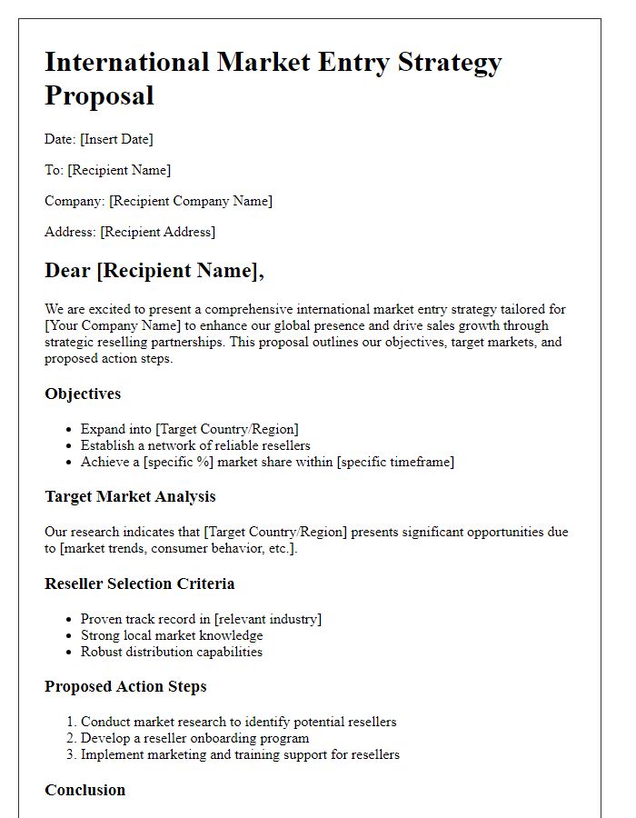 Letter template of reseller international market entry strategy