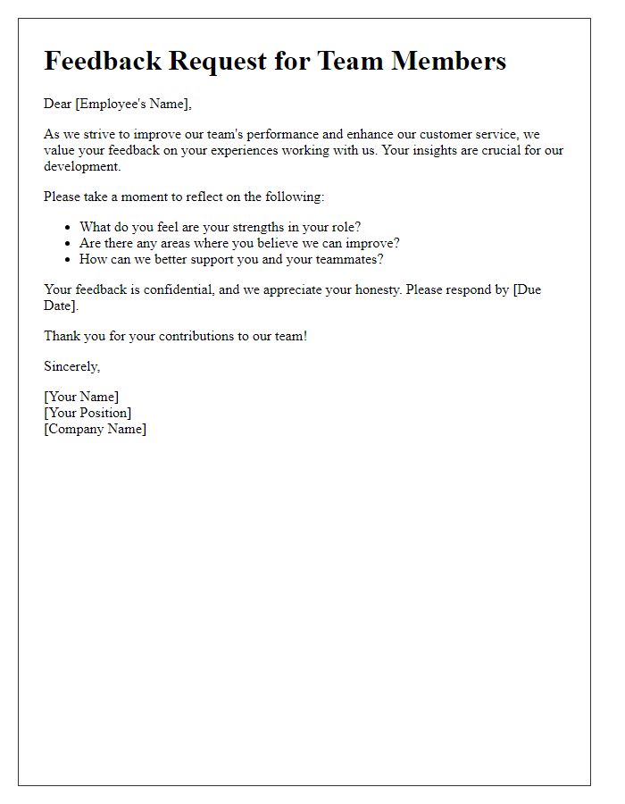 Letter template of team member feedback request for retail employees.