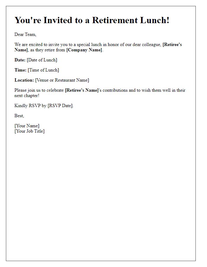 Letter template of retirement lunch invitation for colleagues