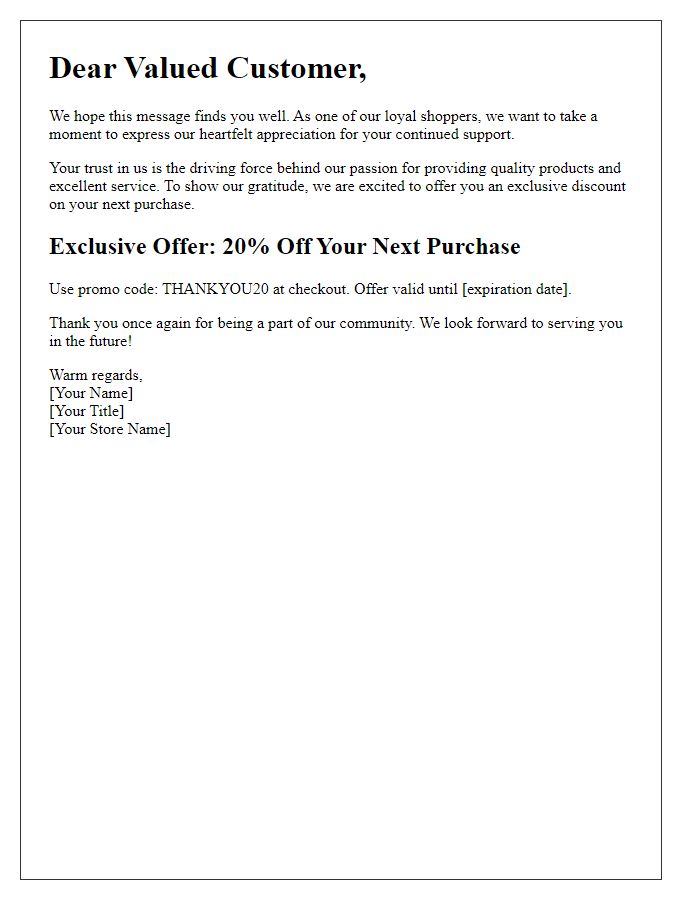 Letter template of Retail Customer Appreciation for Loyal Shoppers