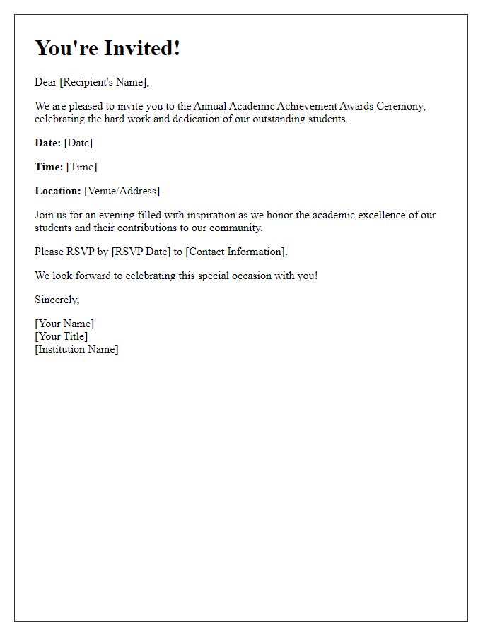 Letter template of academic achievement awards invitation