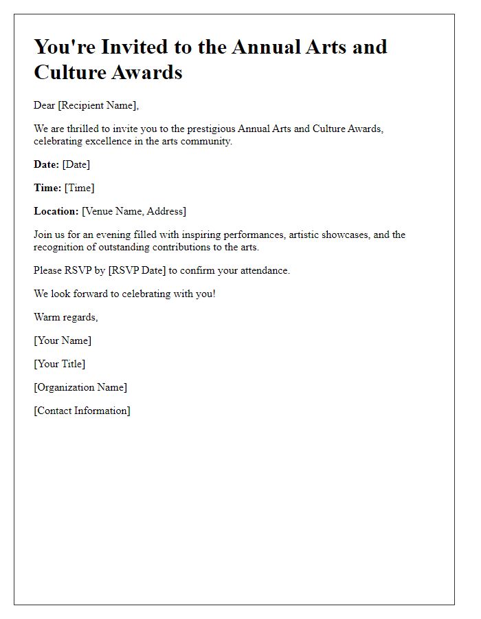 Letter template of arts and culture awards invitation