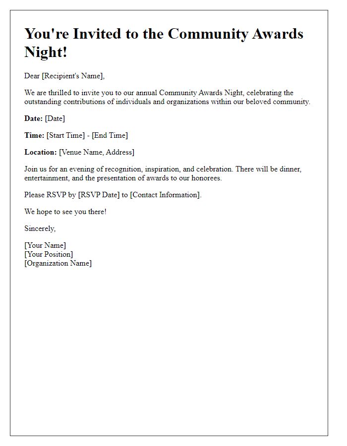 Letter template of community awards night invitation