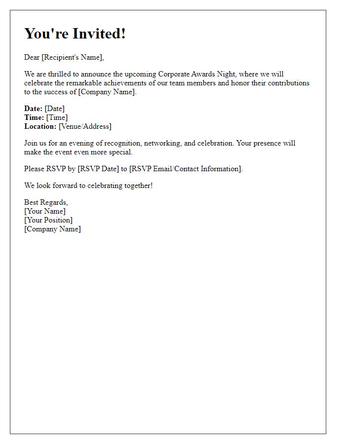 Letter template of corporate awards event invitation