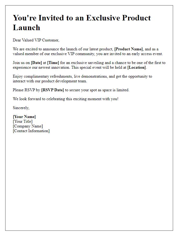 Letter template of Exclusive Product Launch for VIP Customers