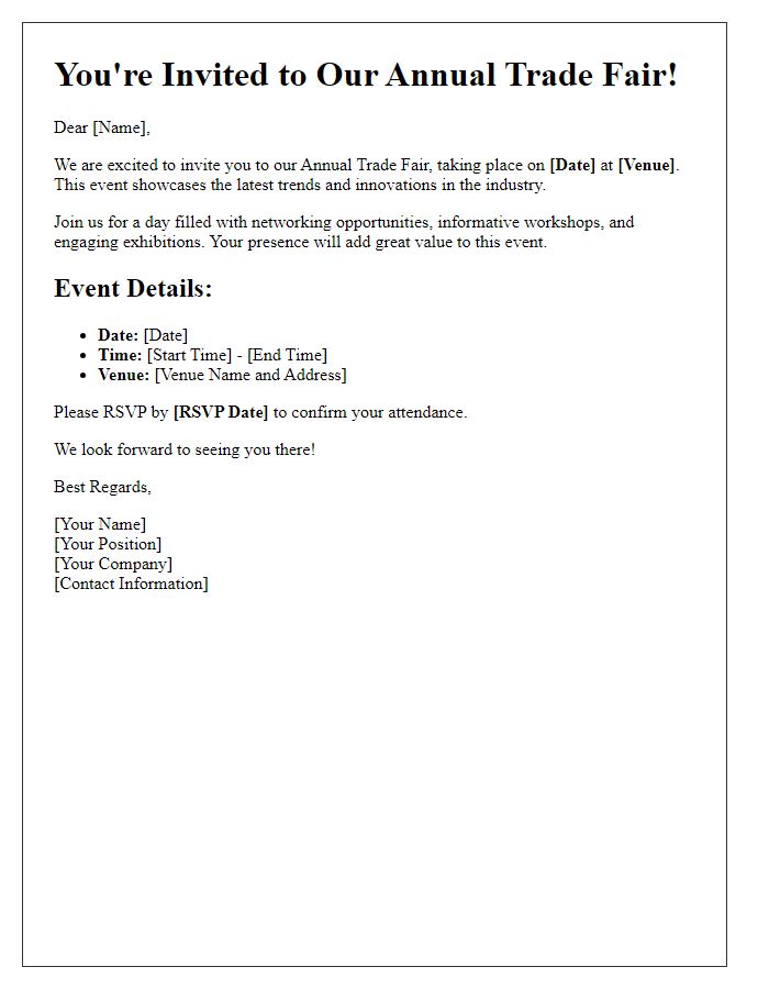 Letter template of annual trade fair invitation