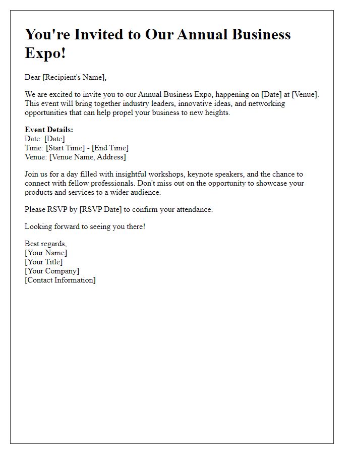 Letter template of business expo invitation