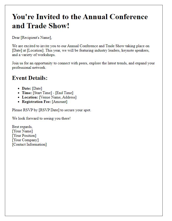 Letter template of conference and trade show invitation