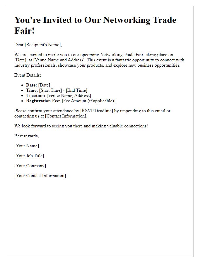 Letter template of networking trade fair invitation