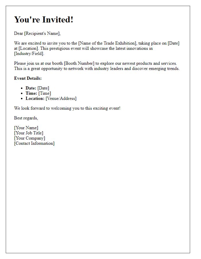 Letter template of professional trade exhibition invitation