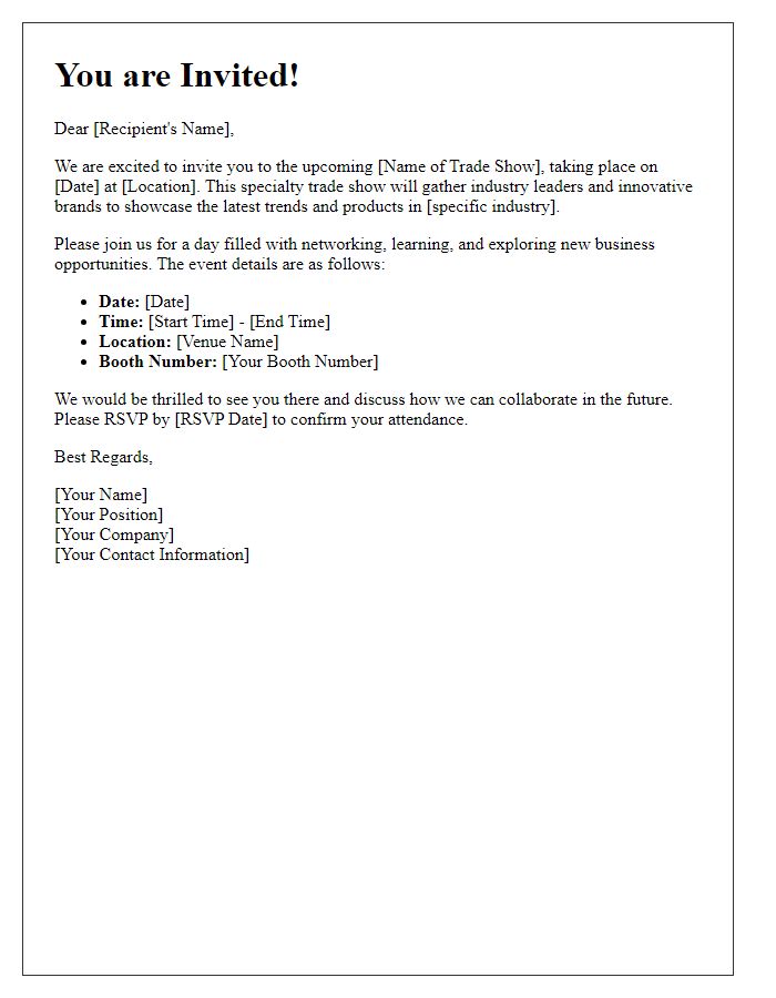 Letter template of specialty trade show invitation