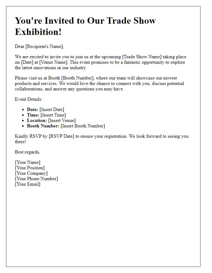 Letter template of trade show exhibition invitation