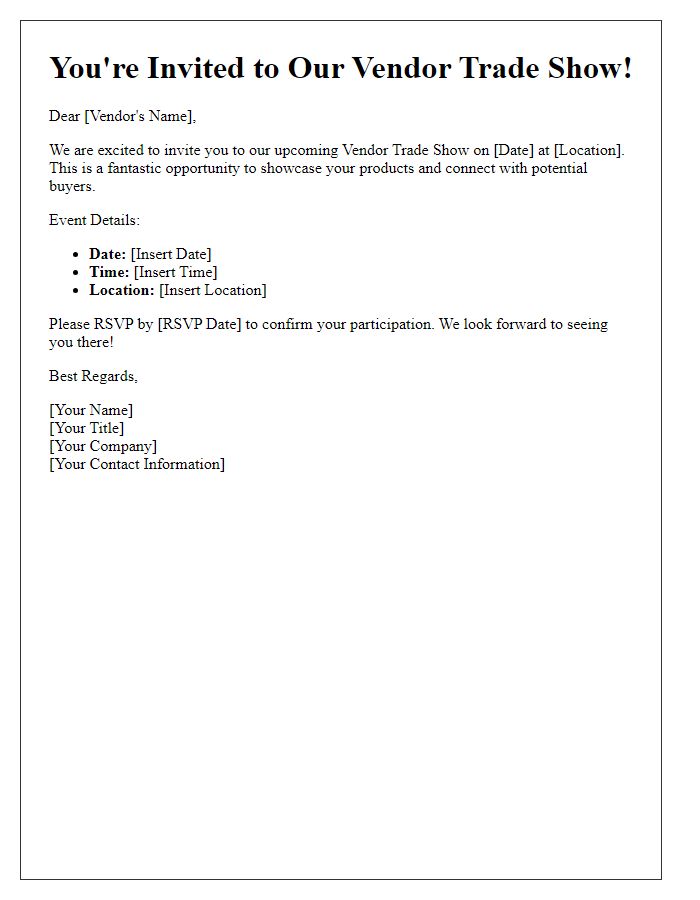 Letter template of vendor trade show invitation