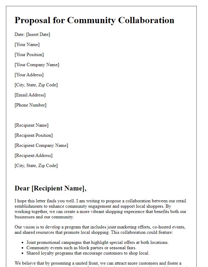 Letter template of retail community collaboration proposal