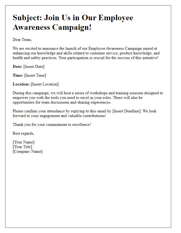 Letter template of retail employee awareness campaigns.