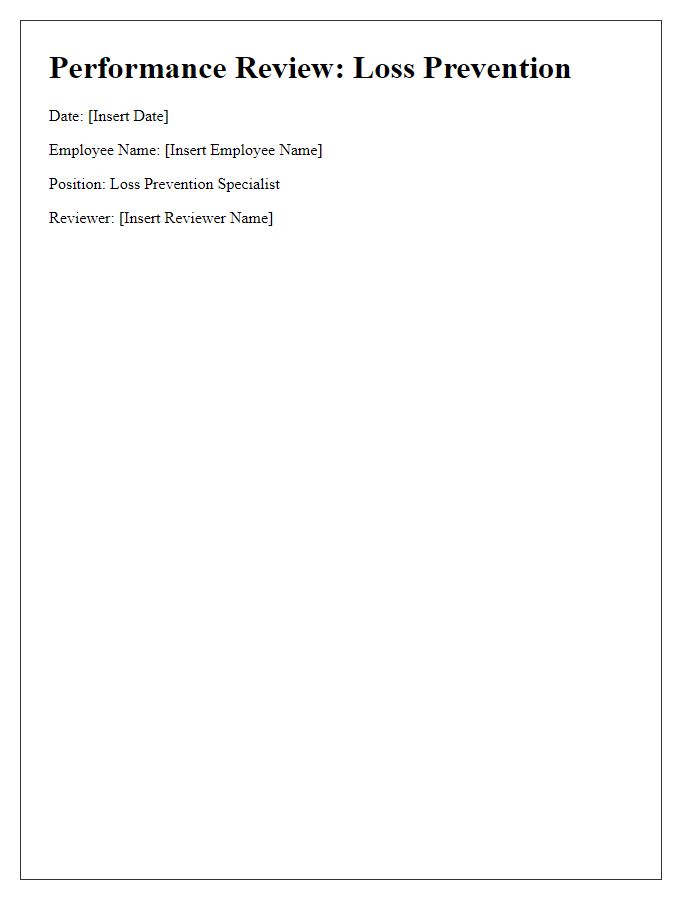 Letter template of retail loss prevention performance review.