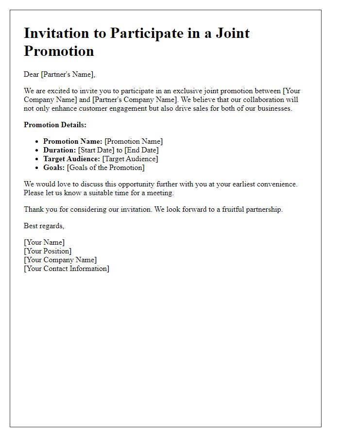 Letter template of retail joint promotion invitation