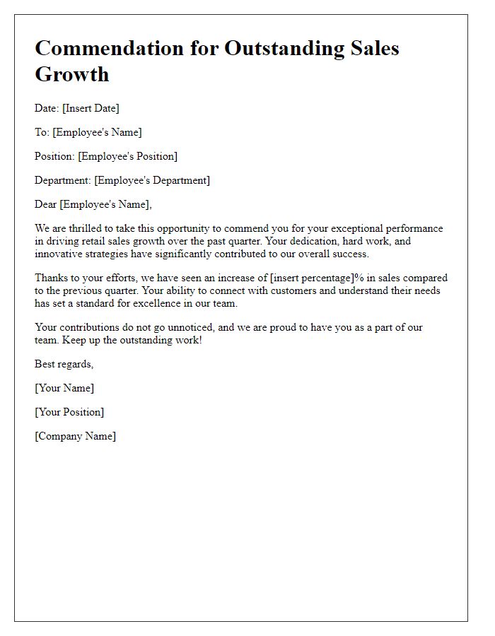 Letter template of retail sales growth commendation