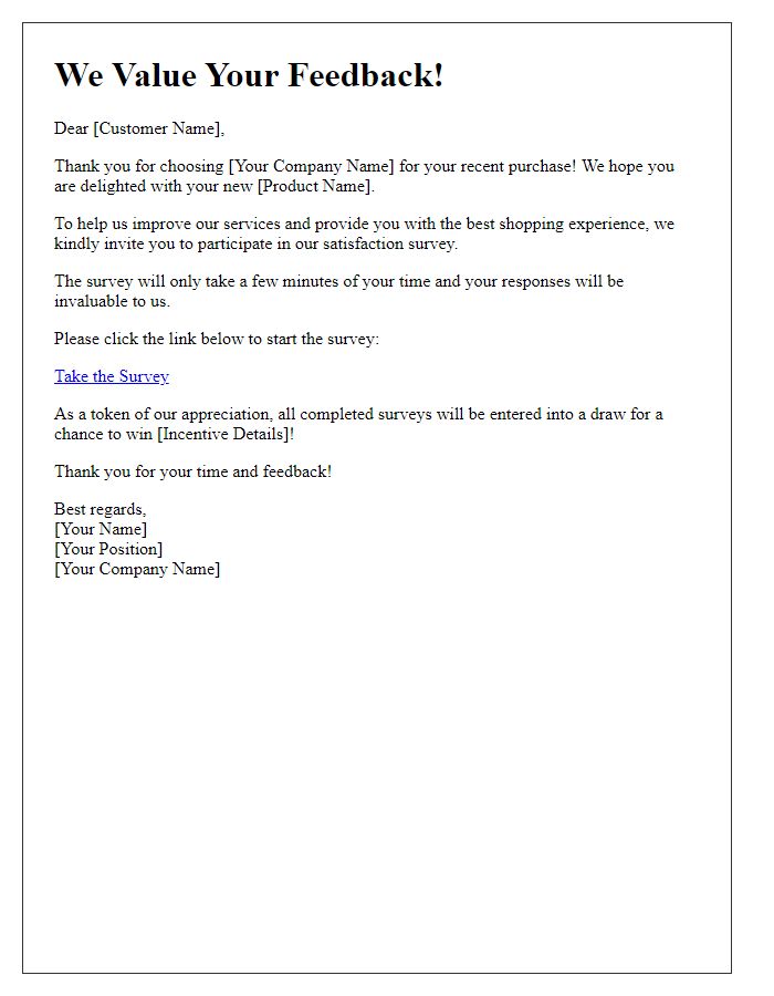 Letter template of satisfaction survey invitation for online sales