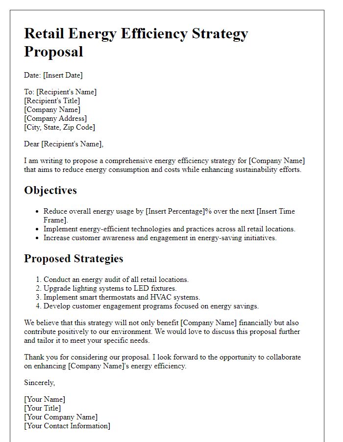 Letter template of retail energy efficiency strategy proposal