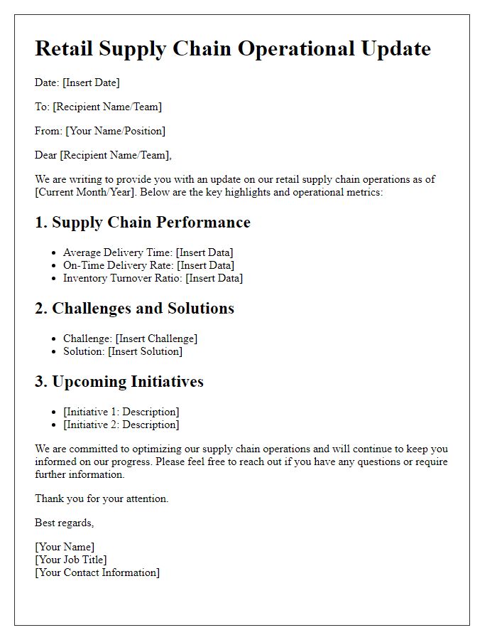 Letter template of retail supply chain operational update